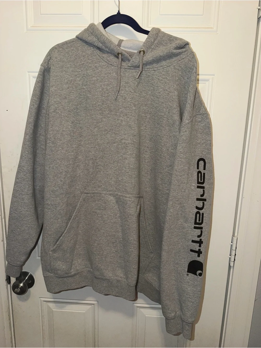Carhartt Men's Gray Logo Sleeve Hoodie